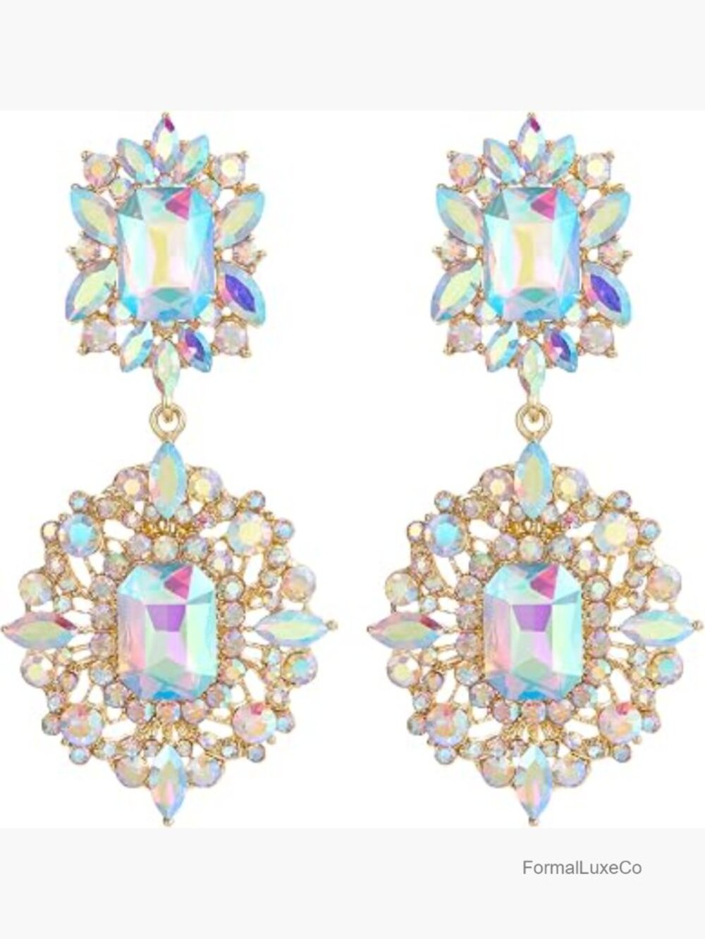 Rhinestone Crystal Art Deco Vintage Chandelier Drop Dangle Earrings Wedding